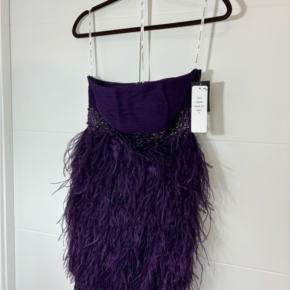 Sue Wong NWT Party Dress- Silk and Ostrich! - Picture 4 of 6